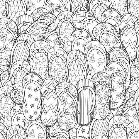 Premium Vector Doodle Flip Flops Black And White Seamless Pattern