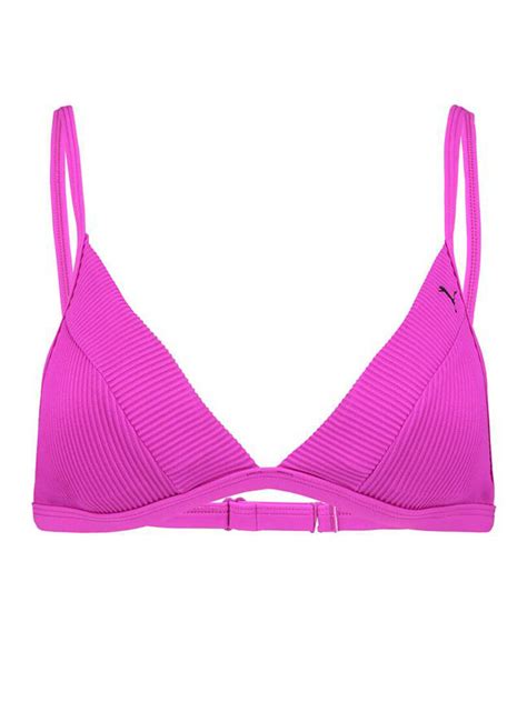 PUMA Swim Ribbed Triangle Bikini Top Purple Combo Bademode Underwear Shop