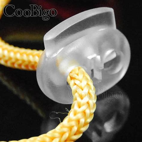 Clear Double Hole Cord Lock Ends Bean Ball Stopper Toggle Clip Spring