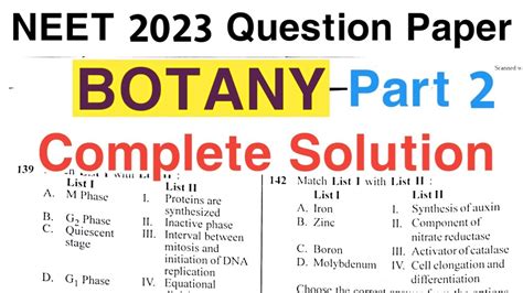 NEET 2023 Question Paper Biology Botany Portion Complete Solved