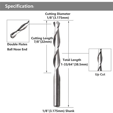 Yakamoz 10 Unids 18 Shank CNC Router Bits Doble Flautas Espiral Upcut