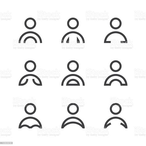 People Avatar Outline Icon Style Simple Set Collection Design Vector