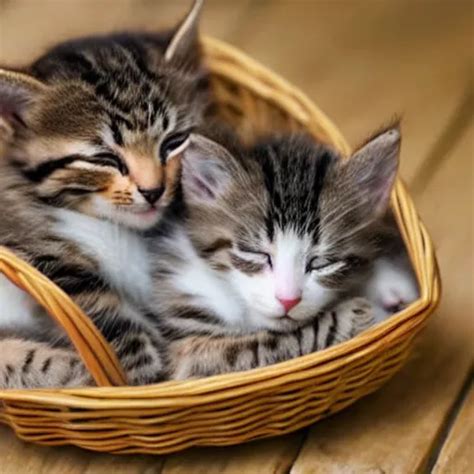 Two Kittens Sleeping In A Basket Happy Cute Stable Diffusion OpenArt