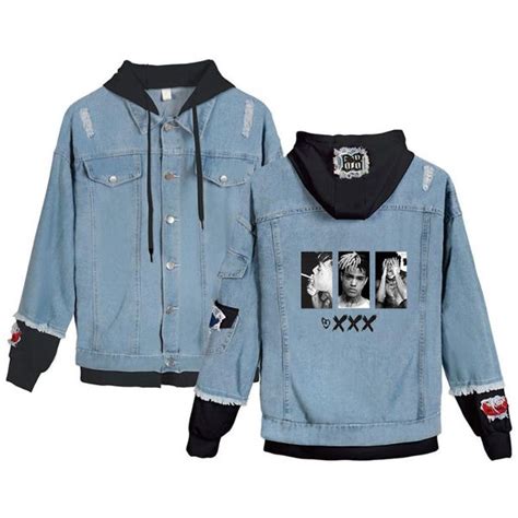 Wbddt Xxxtentacion Denim Jacket Men Long Hip Hop Windbreaker Coat Warm Streetwear Jeans Jackets