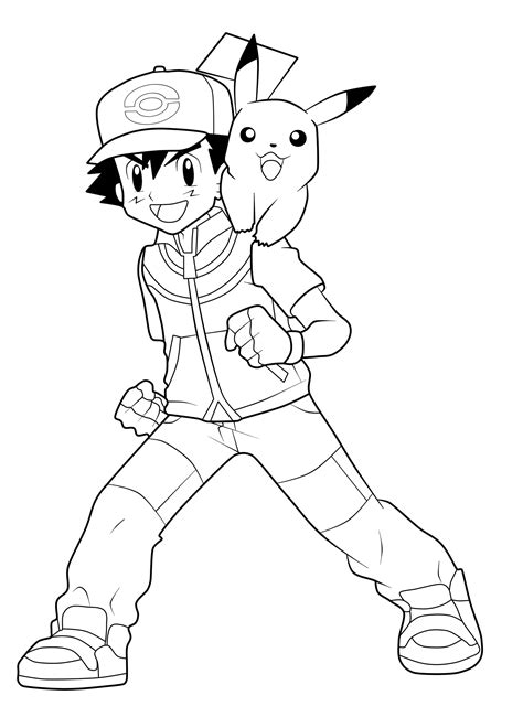 Pikachu And Ash As Teammate Coloring Page Pikachu Coloring Page Porn