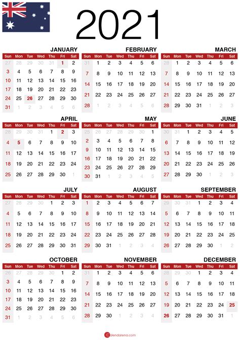 Free 2021 Calendar By Mail Australia Australia Calendars With