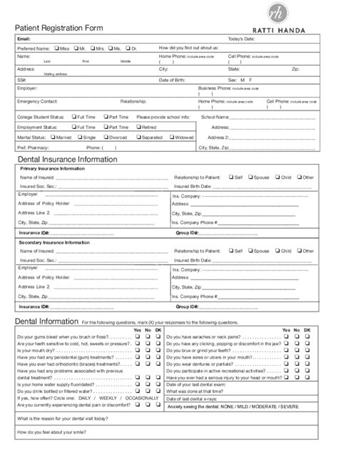 Fillable Online Patient Registration Form Ecw First Mi Previous