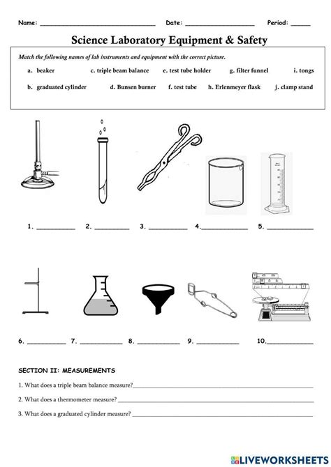 Laboratory Equipment Worksheets Lab Equipment Chemistry Lab