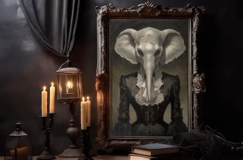 Victorian Elephant Printable Art Gothic Elephant Digital Etsy