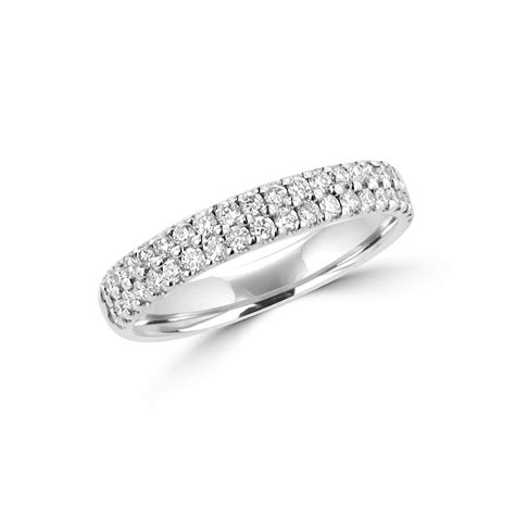 Double Row Round Diamond 18ct White Gold Wedding Ring