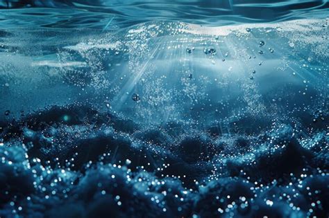 Premium Photo Blue Under Water Waves And Bubbles