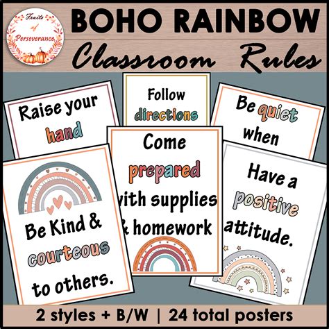 Boho Rainbow Classroom Rules And Expectations Made By Teachers