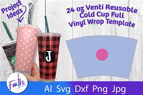 Oz Venti Reusable Cold Cup Vinyl Wrap Template Svg Cut