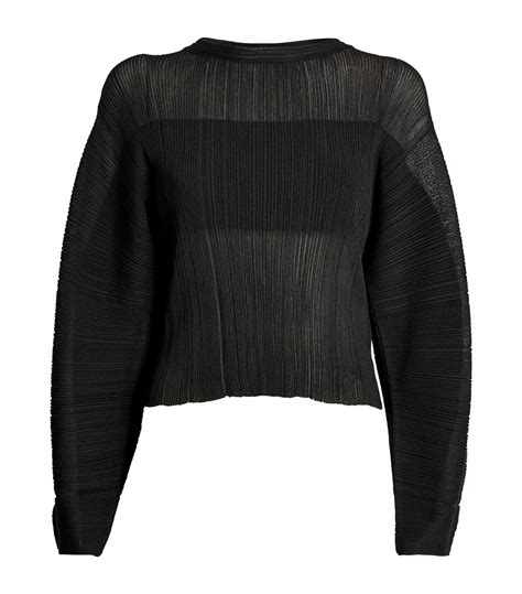 Womens Stella Mccartney Black Plissé Long Sleeve Top Harrods Uk