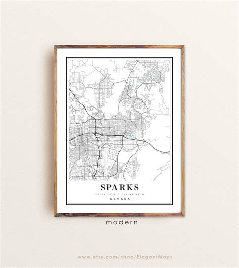 Sparks Nevada map Sparks NV map Sparks city map Sparks | Etsy