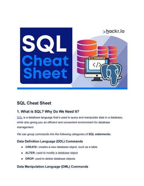 Sql Cheat Sheet 🤯 Private Practice Well Sql Cheat Sheet 1 What Is