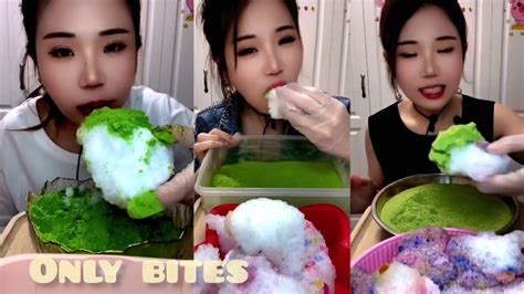 YY Freezer Frost Only Bites Matcha Ice Mukbang Huge Chunks Squeaky