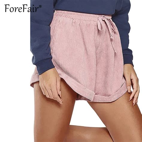 Forefair New Corduroy Shorts Summer Women Retro Loose Elastic Waist