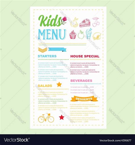 Free Kid Menu Template Beautiful Kids Menu Template Royalty Free Vector