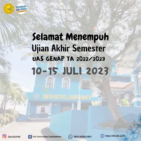 Jadwal Ujian Akhir Semester UAS Genap TA 2022 2023