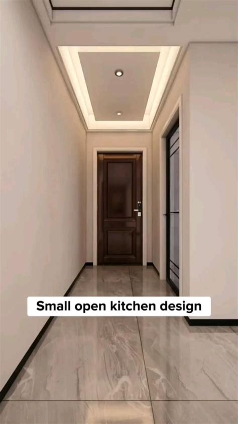 Small Open Kitchen Design with White Walls and Flooring