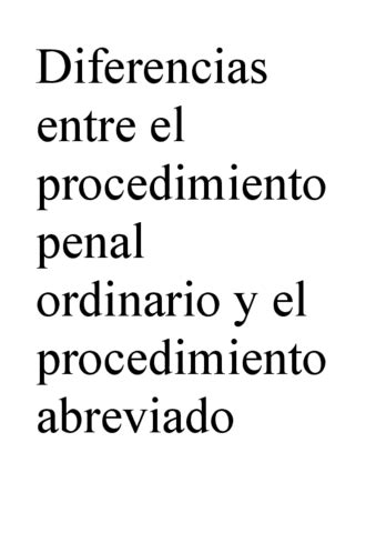 DIFERENCIAS PROCEDIMIENTO ORDINARIO Y ABREVIADO Pdf