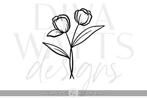 Creative Tulips Silhouette Design Svg Graphic By Diva Watts Designs