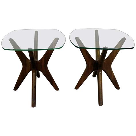 Pair Of Mid Century Modern Adrian Pearsall Jacks Glass Top End Tables For Sale At 1stdibs