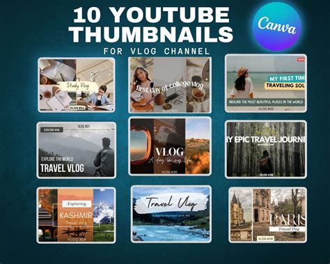 Youtube Thumbnail Canva Template Kit 10 Customizable Thumbnail