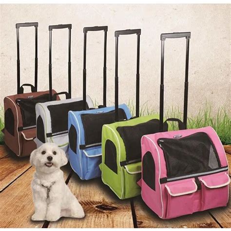 Pet Rolling Carrier Backpack Roller Dog Wheel Around Cat Luggage Bag Pet Travel Carrier Travel ...