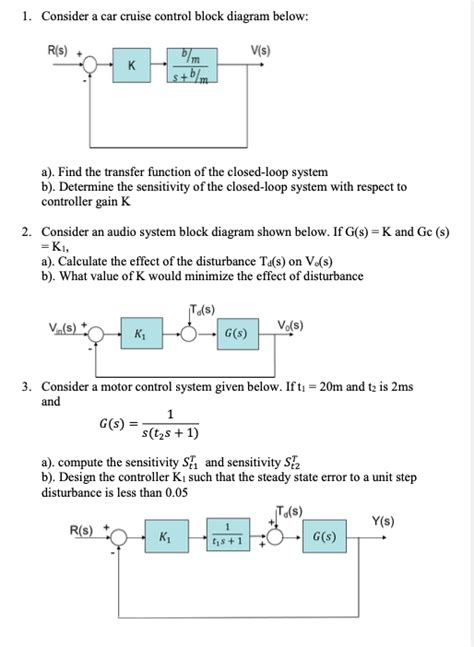 Solved Consider A Car Cruise Control Block Diagram Below Chegg