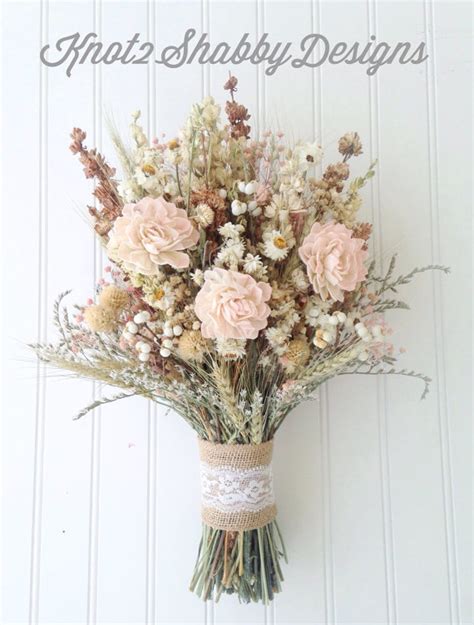 Sola Flower Wildflower Dried Flower Bouquet Wedding Flowers Blush