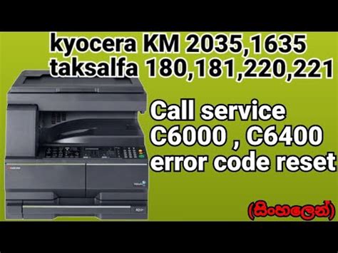 Error Code C6000 C6400 Kyocera KM 2035 1635 Taskalfa 180 181 220 221