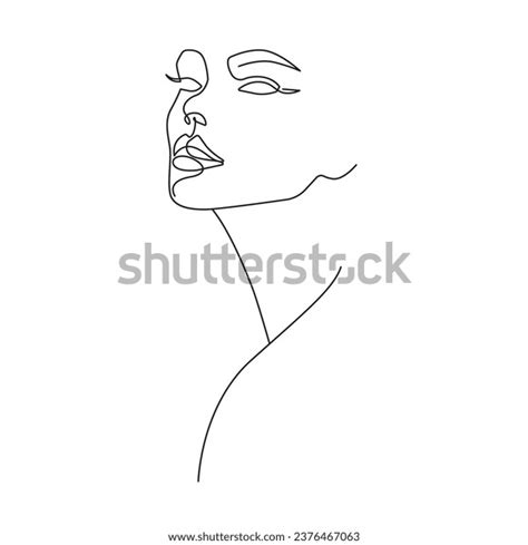 Abstract Woman Face Line Art Drawing Stock Vector Royalty Free