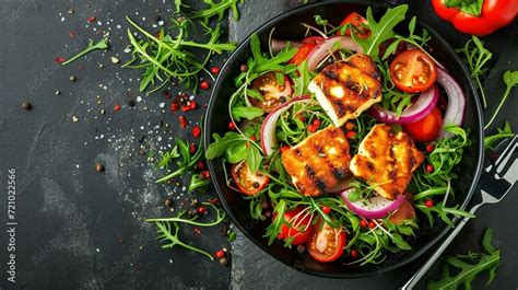 Vegetable Salad Cherry Tomatoes Baked Pepper Salad Mix And Onion With