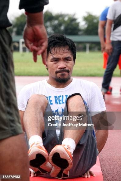 Manny Pacquiao Takes Part In A Training Session On October 8 2013 In