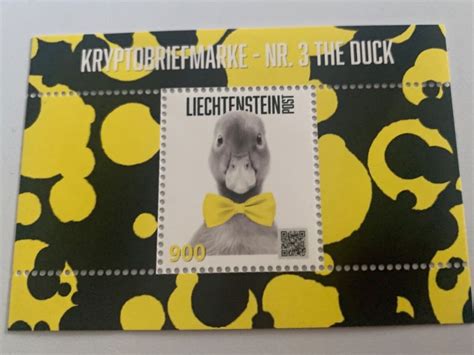 Crypto Briefmarke Liechtenstein The Duck Blau Gr N Pink Kaufen