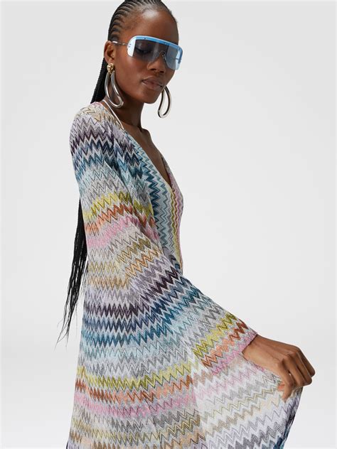 Long Cardigan In Viscose Blend Zig Zag Lam Multicoloured Missoni