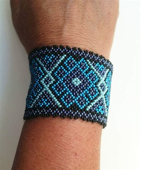 Mexican Huichol Beaded Cuff Bracelet Huichol Art Native American Style