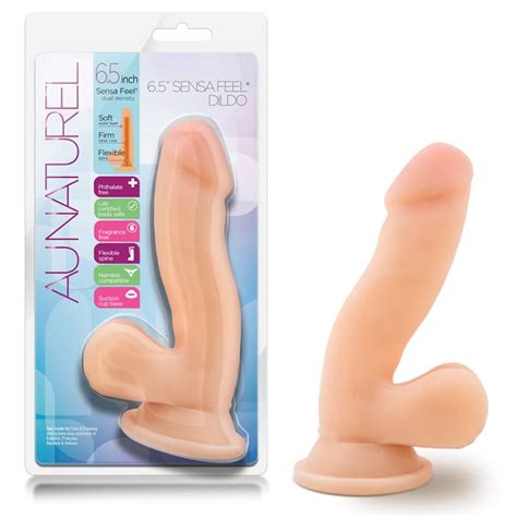 Au Naturel 6 5in Dildo Sensa Feel W Balls Beige Blush Satisfaction