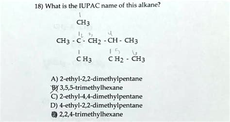 SOLVED 18 What Is The IUPAC Name Of This Alkane CH3 L CH3 CH2