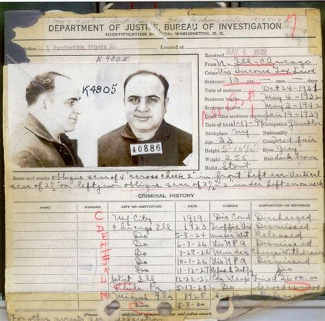 Al Capone Arrest Record 1932 — Fbi