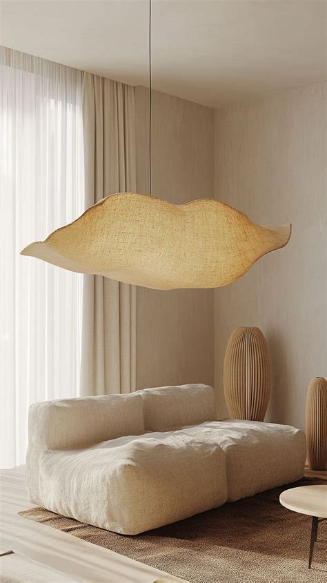 minimalist modern interior  organic pendant light earthy