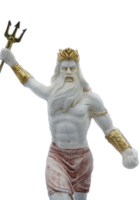 Poseidon Statue Holding A Trident Neptune God Of Sea Etsy