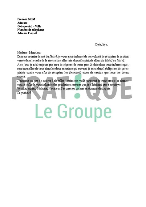 Lettre Demande De Restitution De Caution Rappel Pratique Fr