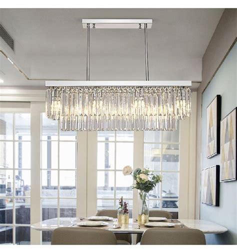 Post-Modern Dining Room Crystal Chandelier - Length 32 in x Width 10 in ...