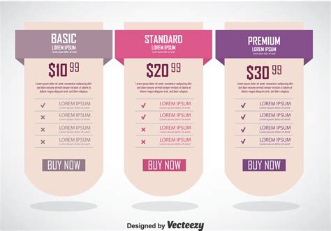 Pricing Table Banner Template 105764 Vector Art At Vecteezy