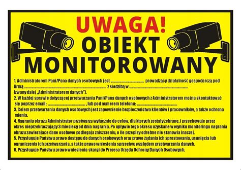 TABLICZKA UWAGA OBIEKT MONITOROWANY RODO 30x20 11631574974