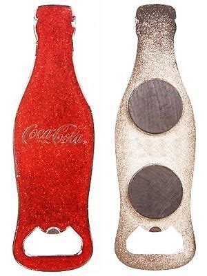 Coca Cola Glitter Red Bottle Cap Opener Fridge Magnet Bar Tool Set Beer ...