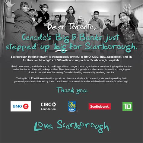 Scarborough Health Network Foundation On Twitter Canadas Big 5 Banks